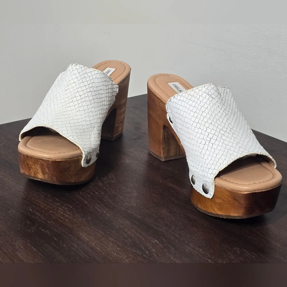Chelsea & Violet NWT Snake Leather 70s Inspired ClogWomen's Sz 6 - Picture 3 of 14